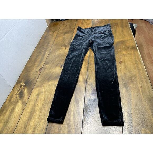 Spanx High Waisted Black Velvet Leggings Size Medium Velour Skinny Ankle - Picture 1 of 9